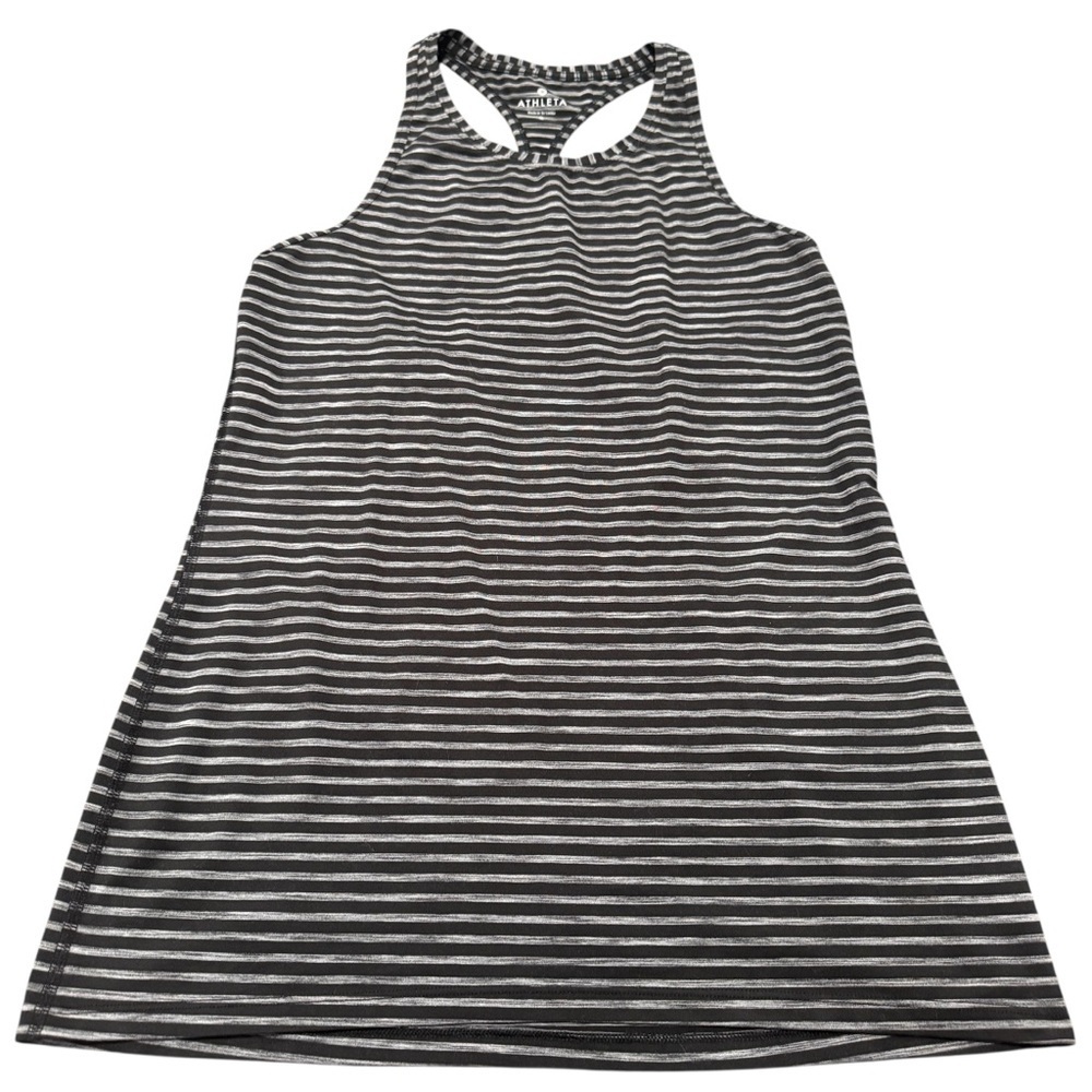 Athleta Women's High Neck Racerback Tank Top Size Medium Small /Gray Stripe